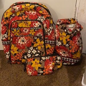 Vera Bradley backpack (with 3 extra bags)